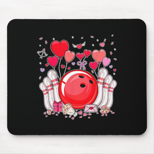 Cute Bowling Ll Valentine Heart Lover Player Bowle Mouse Pad (Front)