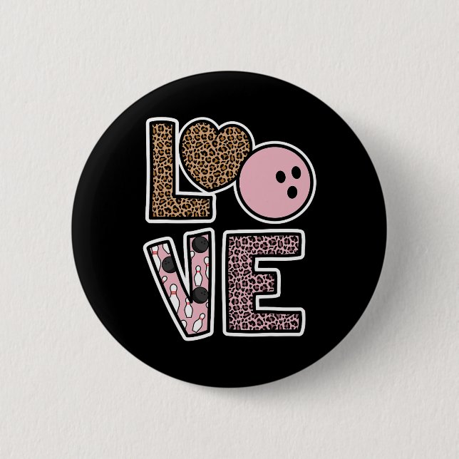Cute Bowling Lover Bowling Player Bowling Fan Love 6 Cm Round Badge (Front)