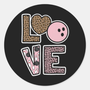 Cute Bowling Lover Bowling Player Bowling Fan Love Classic Round Sticker