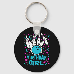 Cute Bowling Party Birthday Girl Kids Pins Bowler Key Ring