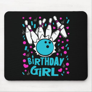 Cute Bowling Party Birthday Girl Kids Pins Bowler Mouse Pad