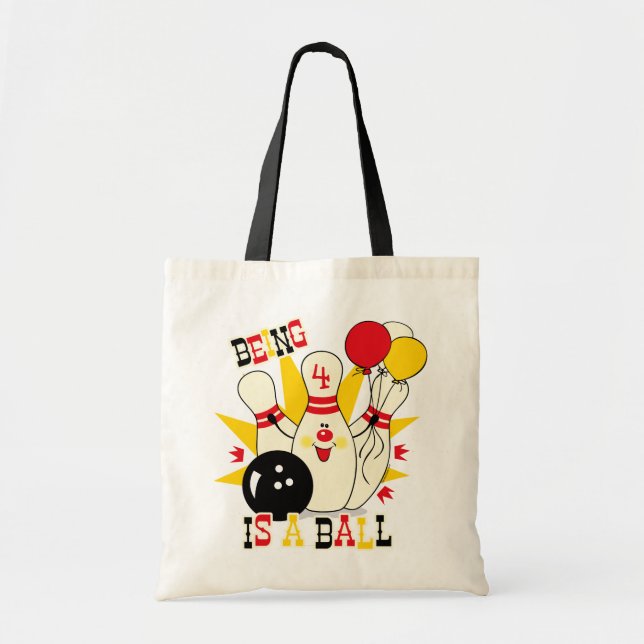Cute Bowling Pin Birthday Tote Bag (Front)