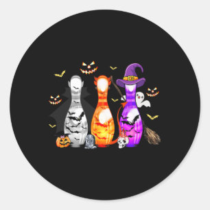 Cute Bowling Pin Halloween Spooky Costume Classic Round Sticker