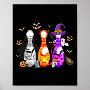 Cute Bowling Pin Halloween Spooky Costume Poster
