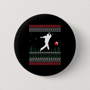 Cute Bowling Player Santa Claus Hat Ugly Christmas 6 Cm Round Badge