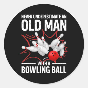 Cute Bowling Women Men Grandpa Bowler Team Bowlin Classic Round Sticker