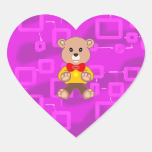 Cute Bowtie Teddy Bear Pink Geometric Sticker