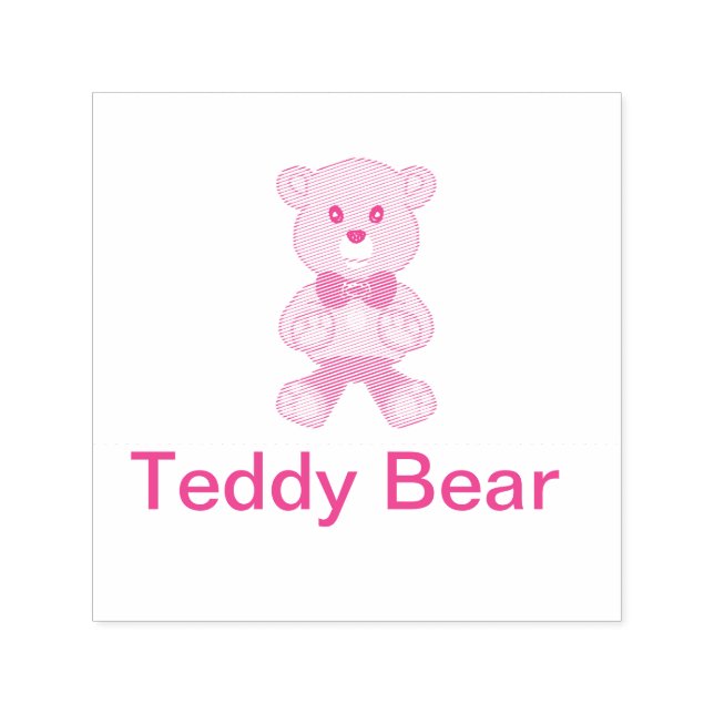 Cute Bowtie Teddy Bear Self Inking Rubber Stamp (Design)