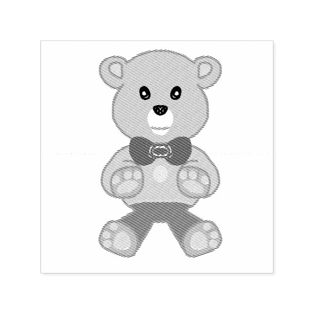 Cute Bowtie Teddy Bear  Self-inking Stamp (Design)