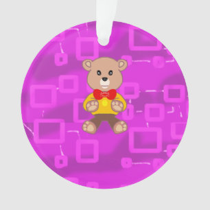 Cute Bowtie Teddy Bear Spaceship Ornament