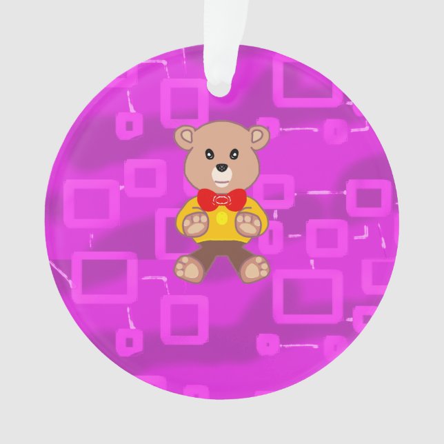 Cute Bowtie Teddy Bear  Spaceship  Ornament (Front)
