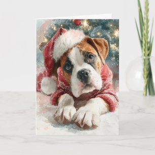 Cute Boxer Christmas Greeting Card