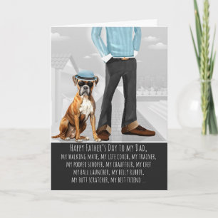 Cute Boxer Dog and Dad Funny Father's Day Holiday Card