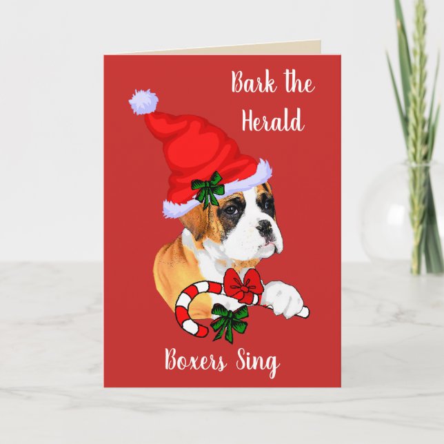 Cute Boxer Dog Christmas Holiday Card (Front)