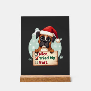 Cute Boxer dog Dog Christmas Nice Tried my Best ( Acrylic Sign