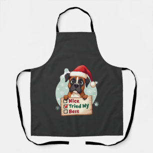 Cute Boxer dog Dog Christmas Nice Tried my Best ( Apron