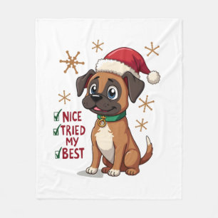 Cute Boxer dog Dog Christmas Nice Tried my Best ( Fleece Blanket