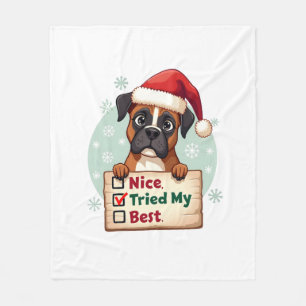 Cute Boxer dog Dog Christmas Nice Tried my Best ( Fleece Blanket