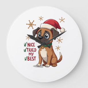 Cute Boxer dog Dog Christmas Nice Tried my Best ( Large Clock