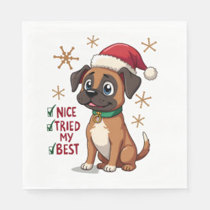 Cute Boxer dog Dog Christmas Nice Tried my Best ( Napkin