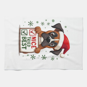 Cute Boxer dog Dog Christmas Nice Tried my Best ( Tea Towel