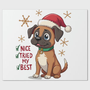 Cute Boxer dog Dog Christmas Nice Tried my Best ( Wrapping Paper