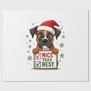 Cute Boxer dog Dog Christmas Nice Tried my Best  ( Wrapping Paper