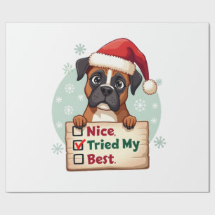 Cute Boxer dog Dog Christmas Nice Tried my Best ( Wrapping Paper
