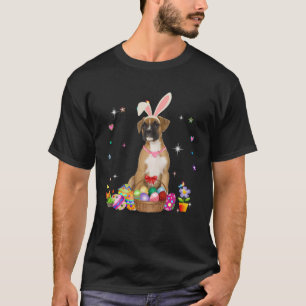 Cute Boxer Dog Easter Day Bunny Eggs Easter Costum T-Shirt