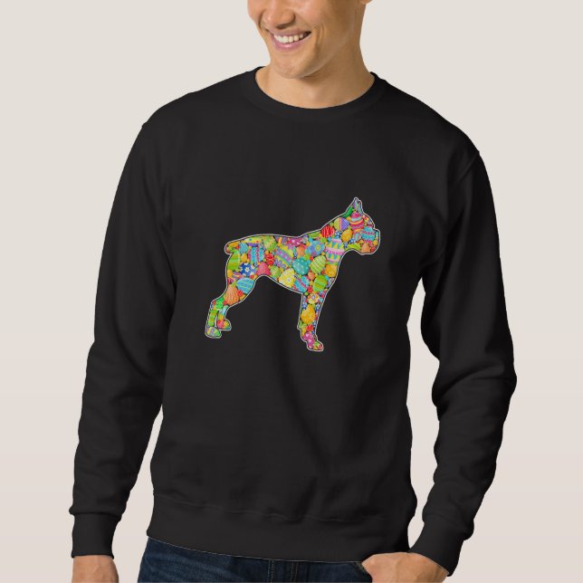 Cute Boxer Dog Eggs Easter Day Dog Sweatshirt (Front)