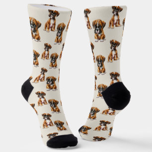 Cute Boxer Dog Pattern Socks