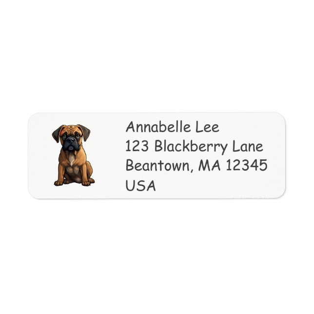 Cute Boxer Dog Return Address Label (Front)