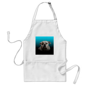 Cute Boxer Dog w Blue Black Gradient  background Standard Apron