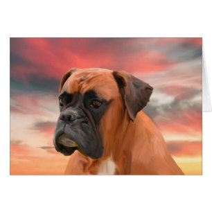 Cute Boxer Dog Water Colour Oil Painting Art