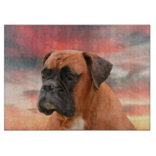 Cute Boxer Dog Water Colour Oil Painting Art Cutting Board