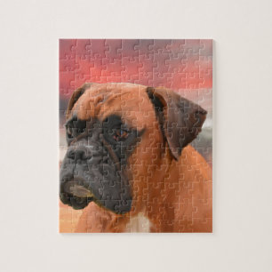 Cute Boxer Dog Water Colour Oil Painting Art Jigsaw Puzzle