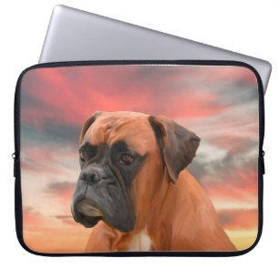 Cute Boxer Dog Water Colour Oil Painting Art Laptop Sleeve