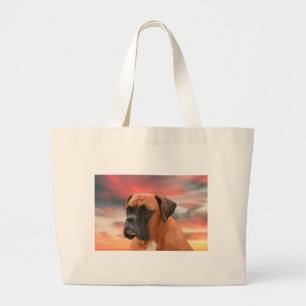 Cute Boxer Dog Water Colour Oil Painting Art Large Tote Bag