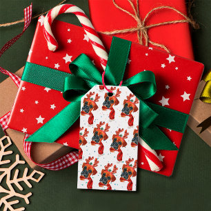 Cute Boxer Dog with Reindeer Antlers Christmas Gift Tags