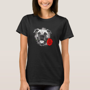 Cute Boxer Dog With Rose Boxer Mum Dad Men's Women T-Shirt