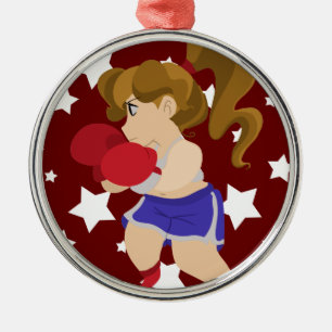Cute Boxer Girl Metal Tree Decoration