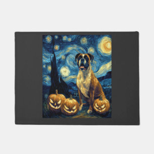 Cute Boxer Halloween Jack O Lantern Pumpkin Face S Doormat
