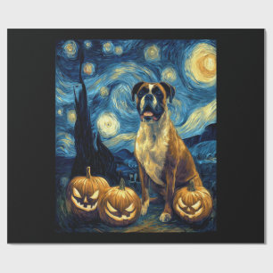 Cute Boxer Halloween Jack O Lantern Pumpkin Face S Wrapping Paper