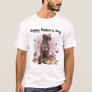 Cute Boxer Mum Flower Happy Mother's Day Love Dog T-Shirt