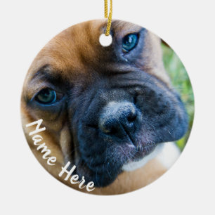 Cute Boxer Puppy Christmas Ornament