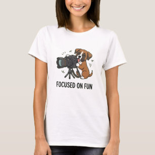 Cute Boxer Puppy Photographer Focused Fun Graphic T-Shirt