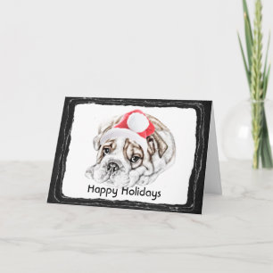 Cute Boxer Puppy Santa Holiday Card
