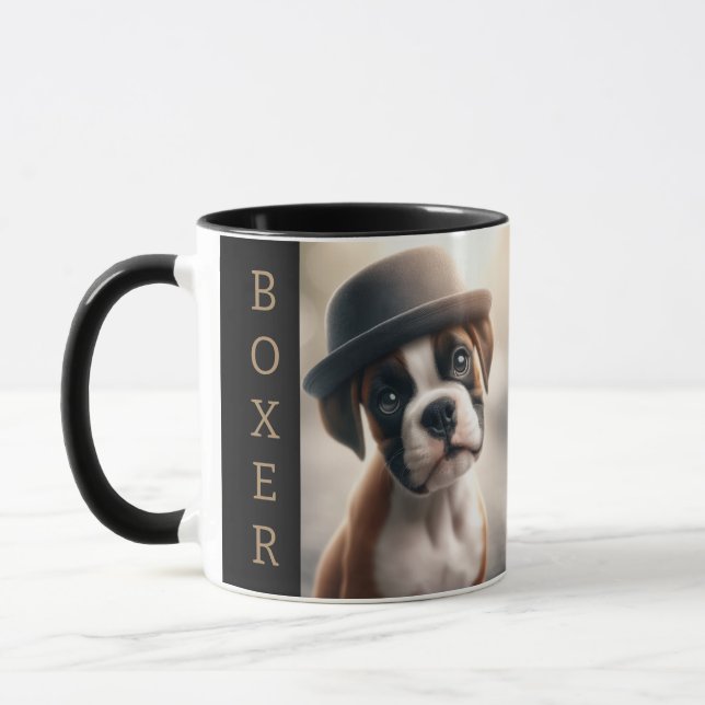 Cute Boxer Puppy – Stylish Dog Art Mug (Left)