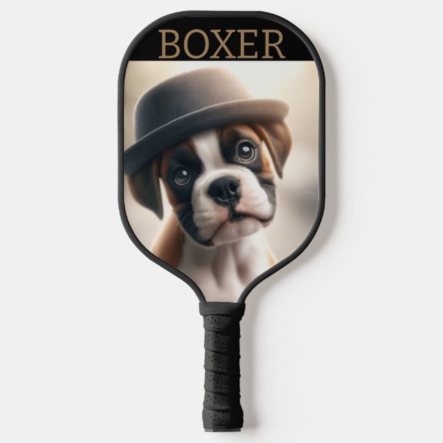 Cute Boxer Puppy – Stylish Dog Art Pickleball Paddle (Front)