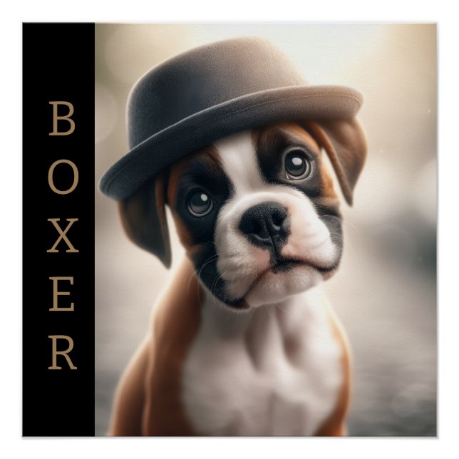 Cute Boxer Puppy – Stylish Dog Art Poster (Front)
